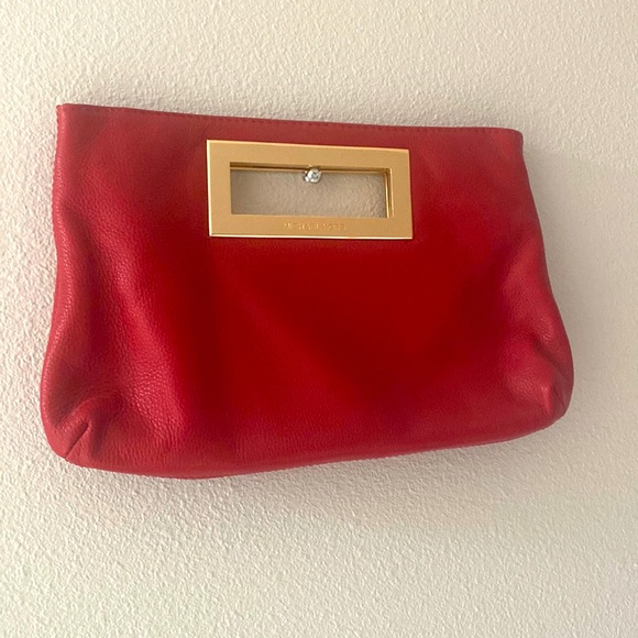 Michael Kors crimson red leather clutch bag size 12”x8”x1” - Picture 1 of 2